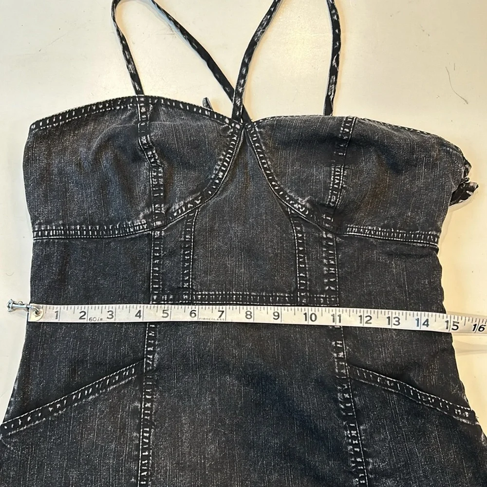 Nwt FREE PEOPLE Sz 12LUANNA DENIM MIDI DRESS IN WASHED BLACK_7
